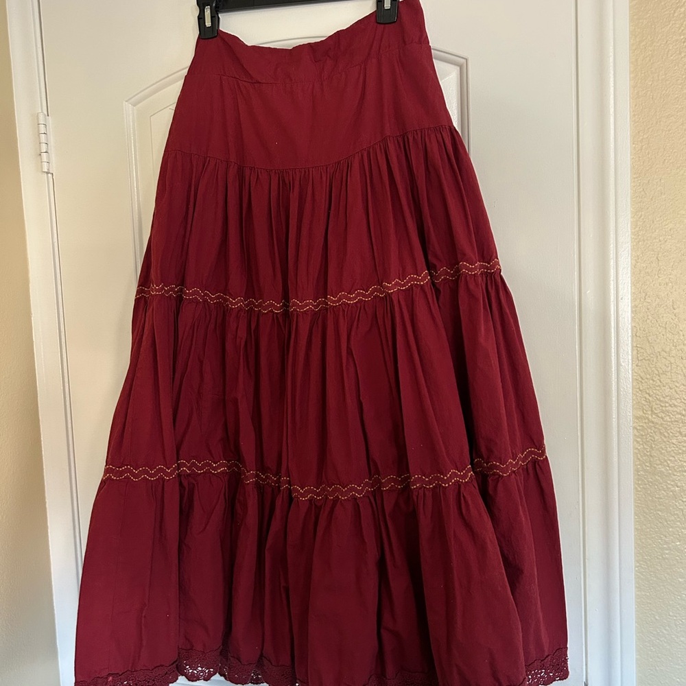 Anthropologie Burgundy A-Line Skirt - Good Used Condition